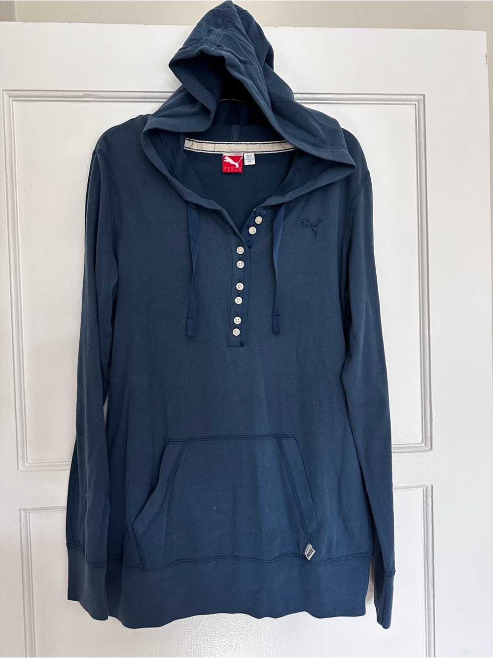 Puma Navy Blue Hooded Henley Pullover